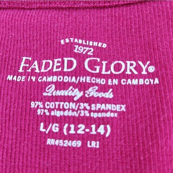 🍑Faded Glory Maroon Ribbed Scoop Neck Long Sleeve Top Large - Picture 8 of 9